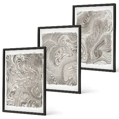Modern shapes painting three-piece wall art set