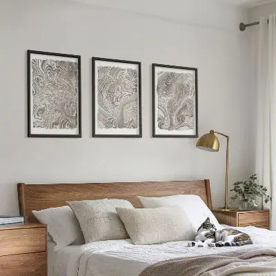 Modern shapes painting three-piece wall art set