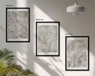 Three-piece wall art piece Modern shapes painting