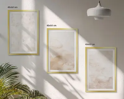 Set of 3 framed wall art prints with fashionable pastel textures