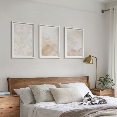 Set of 3 framed wall art pieces Fashionable pastel textures