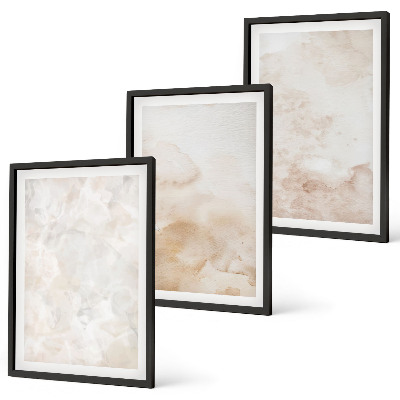 Set of 3 framed wall art pieces Fashionable pastel textures