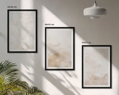 Set of 3 framed wall art prints with fashionable pastel textures