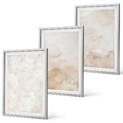 Set of 3 framed wall art prints with fashionable pastel textures