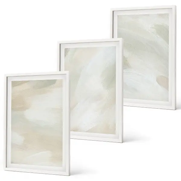 Three-piece abstract boho wall art set with bright vibrant paint patterns