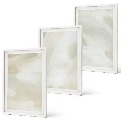Three-piece abstract boho wall art set with bright vibrant paint patterns