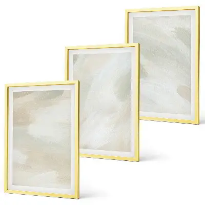 Three-piece abstract boho wall art set with bright vibrant paint patterns