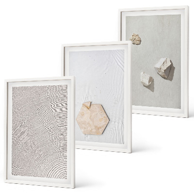 Set of 3 framed wall art pieces Light boho sand textures