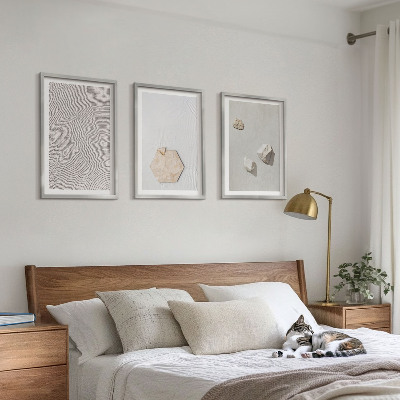 Set of 3 framed wall art pieces Light boho sand textures