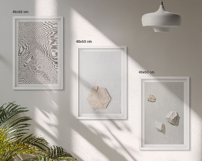 Set of 3 framed wall art pieces Light boho sand textures