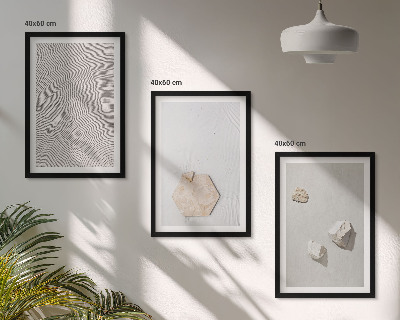 Set of 3 framed wall art pieces Light boho sand textures