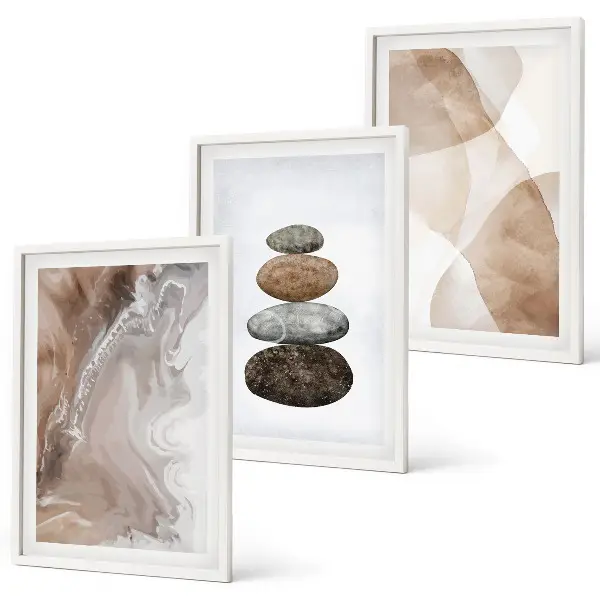 Abstract pastel shapes wall art three-piece set