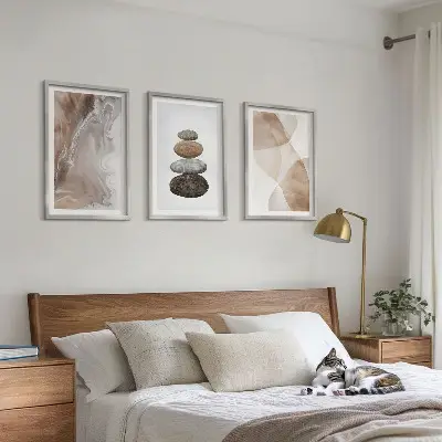Abstract pastel shapes wall art three-piece set
