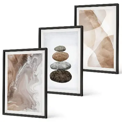 Abstract pastel shapes wall art three-piece set