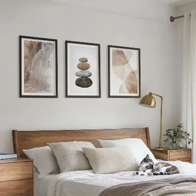 Abstract pastel shapes wall art three-piece set