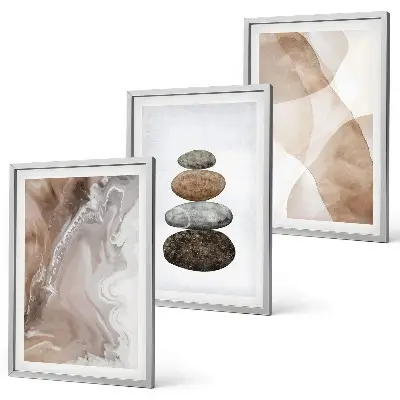 Abstract pastel shapes wall art three-piece set