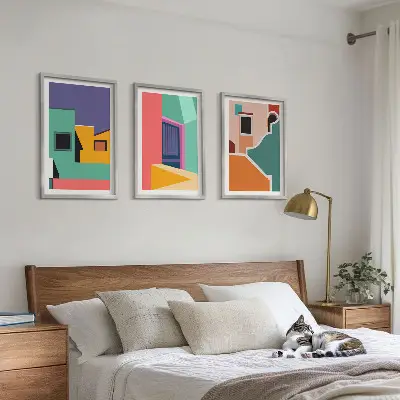 Wall art set colorful city illustrations