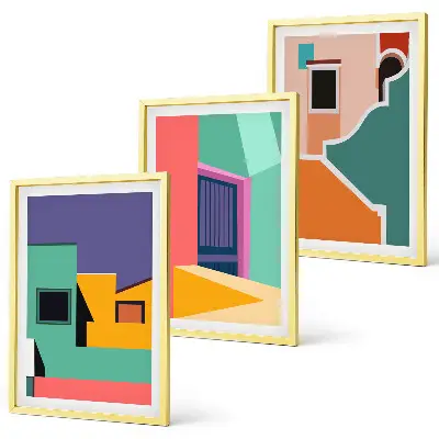 Wall art set colorful city illustrations