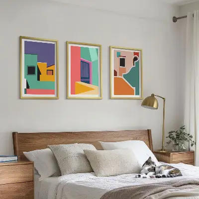 Wall art set Colorful illustrations of the city