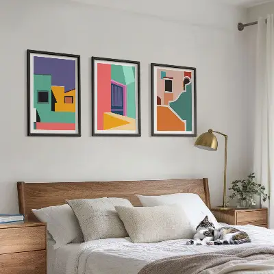 Wall art set colorful city illustrations