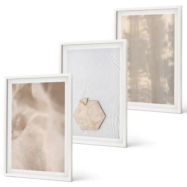 Three-piece wall art set with subtle boho nature textures