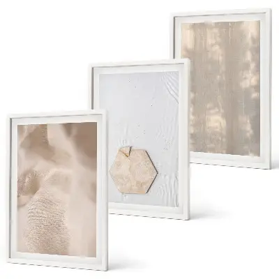Three-piece wall art set with subtle boho nature textures