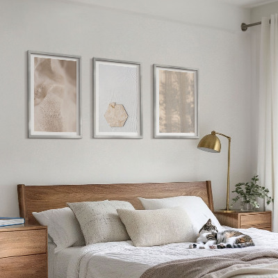 Three-piece wall art piece Subtle textures boho nature