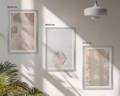 Three-piece wall art set with subtle boho nature textures