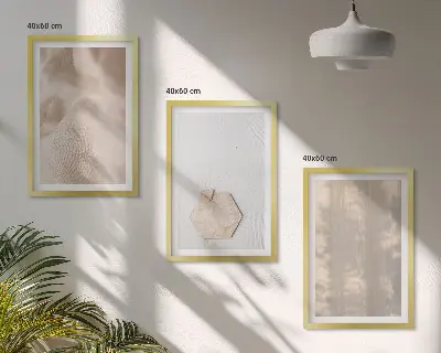 Three-piece wall art set with subtle boho nature textures
