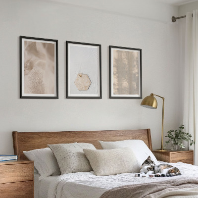Three-piece wall art piece Subtle textures boho nature