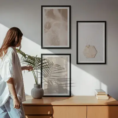 Three-piece wall art set with subtle boho nature textures