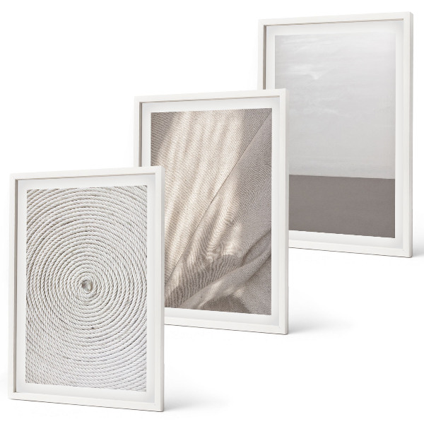 Set of 3 framed wall art pieces Natural boho textures