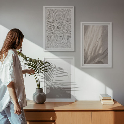 Set of 3 framed wall art pieces Natural boho textures