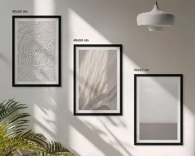 Set of 3 framed wall art pieces with natural boho textures