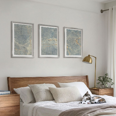 Three-piece wall art piece Green marble decorative stone