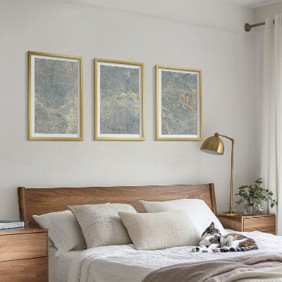 Three-piece wall art piece Green marble decorative stone