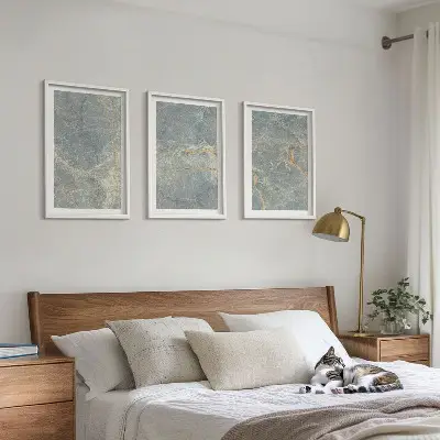 Three-piece green marble wall art decorative stone set