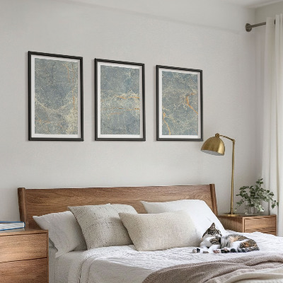 Three-piece wall art piece Green marble decorative stone