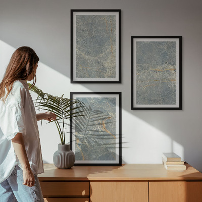 Three-piece wall art piece Green marble decorative stone