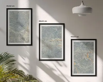 Three-piece green marble wall art decorative stone set