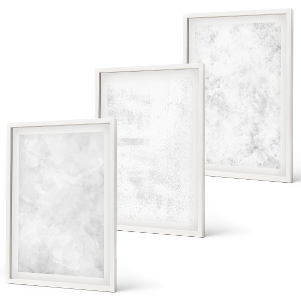 Set of 3 framed wall art pieces White spots minimalist background