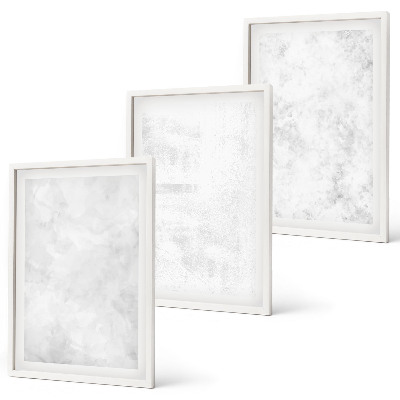 Set of 3 framed wall art pieces White spots minimalist background