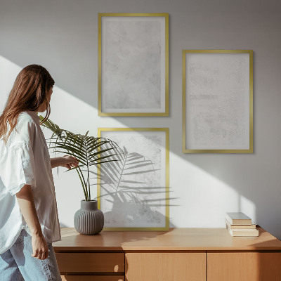 Set of 3 framed wall art pieces White spots minimalist background