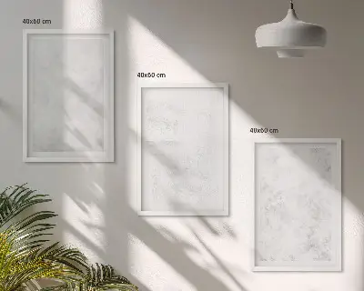 Set of 3 framed wall art pieces with white spots on a minimalist background