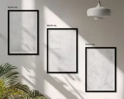 Set of 3 framed wall art pieces with white spots on a minimalist background