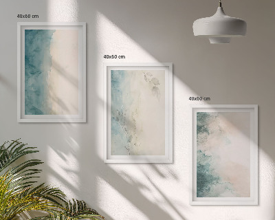 Set of 3 framed wall art pieces Watercolor canvas minimalism