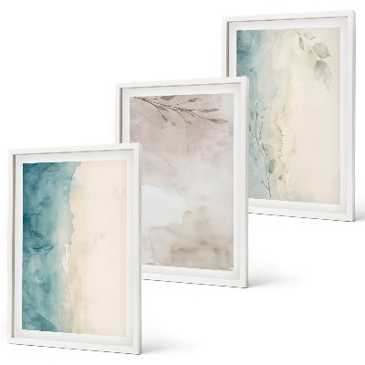 Three-piece wall art piece Subtle watercolor textures