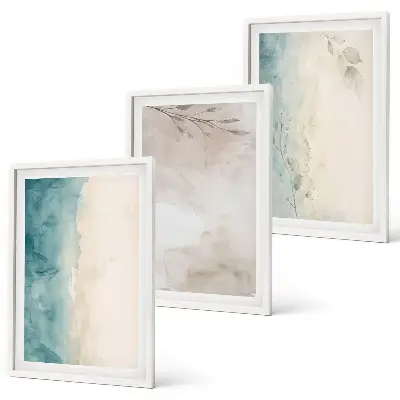 Three-piece wall art set with subtle watercolor textures