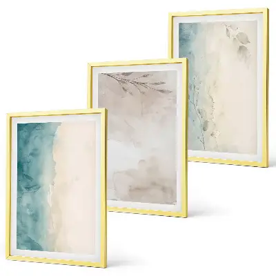 Three-piece wall art set with subtle watercolor textures