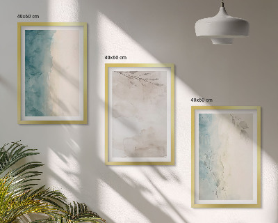 Three-piece wall art piece Subtle watercolor textures